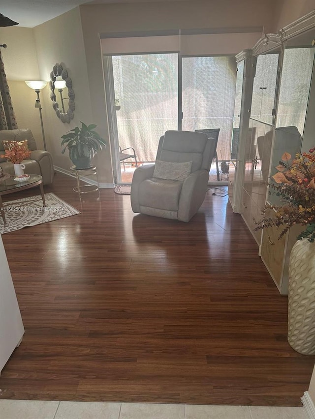 living room with hardwood / wood-style floors