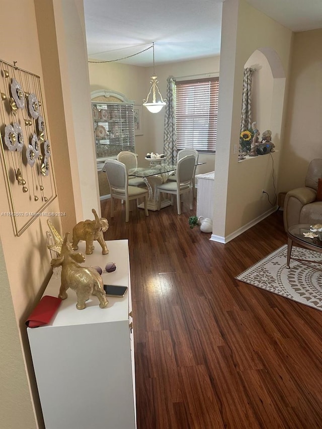 hallway featuring dark hardwood / wood-style flooring