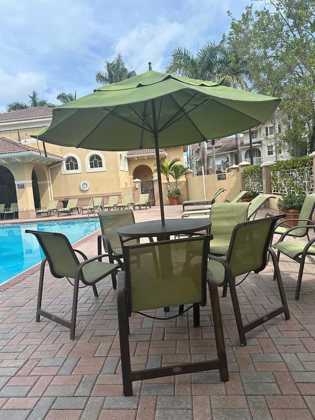 view of patio featuring a community pool