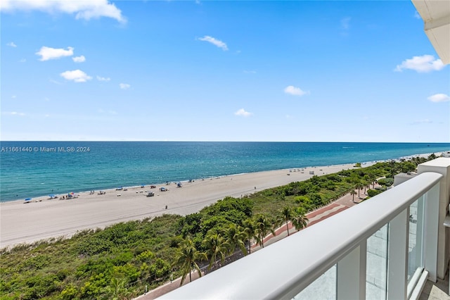 property view of water featuring a view of the beach