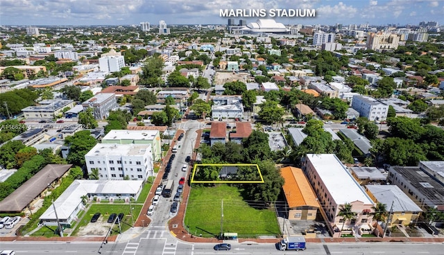 drone / aerial view with a view of city