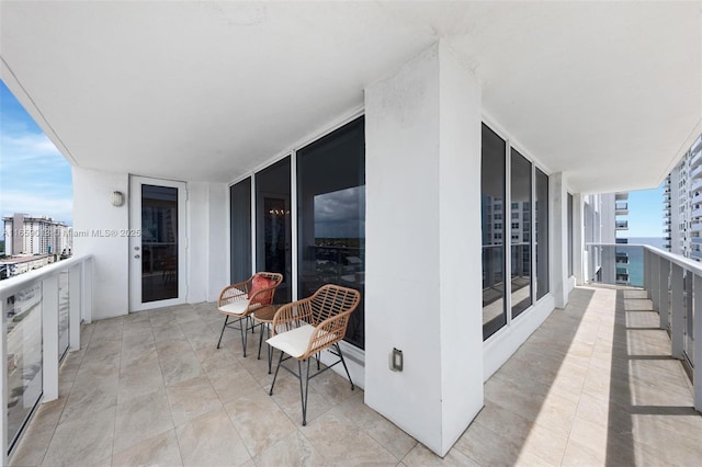 balcony featuring wine cooler