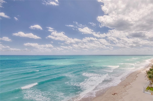 property view of water featuring a view of the beach