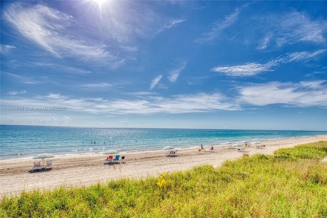 water view featuring a beach view