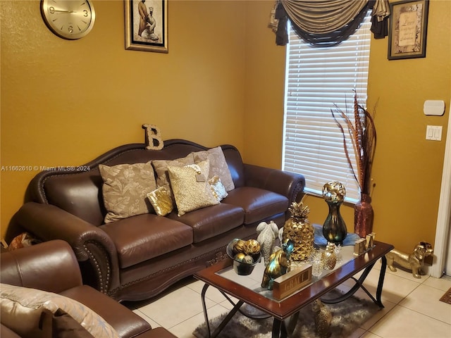 view of tiled living room