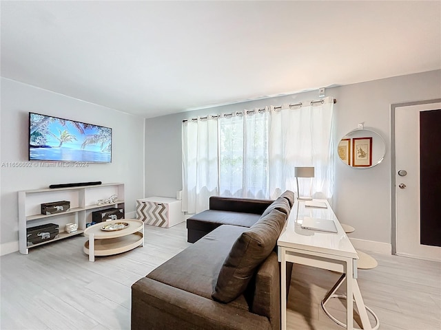 living room with light wood-type flooring