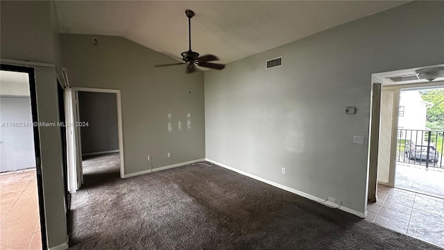 unfurnished bedroom with light colored carpet and high vaulted ceiling