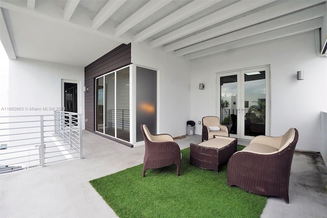 view of patio featuring french doors