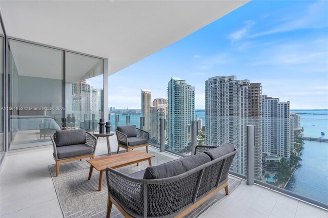 balcony with a water view