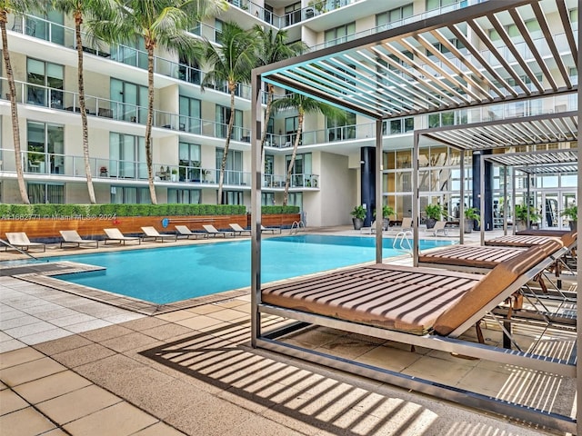 view of pool featuring a patio area