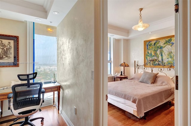 9801 NW Collins Ave Unit Ph8, Bal Harbour, FL 33154 - bedroom with ornamental molding, multiple windows, recessed lighting, and wood finished floors