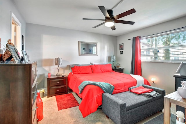 bedroom with carpet and ceiling fan