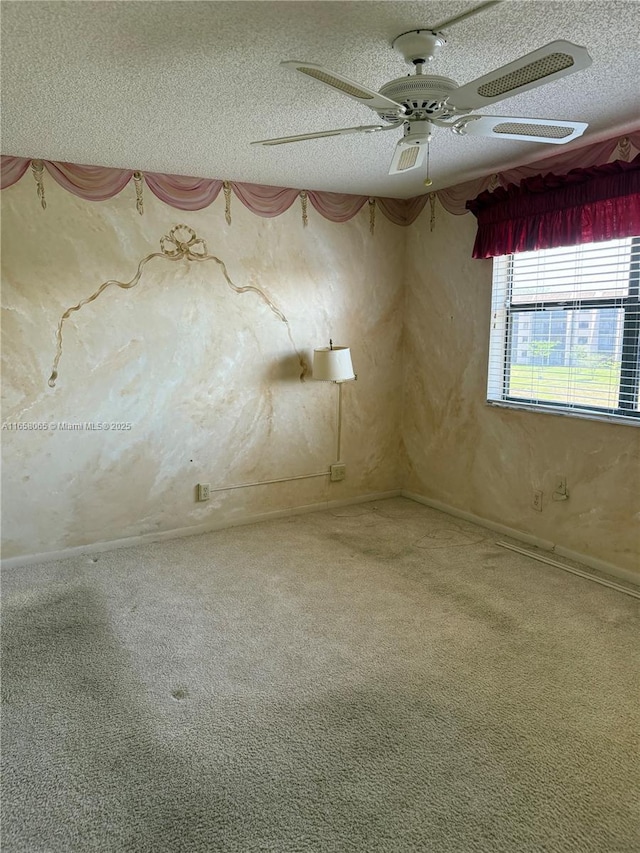 10442 Sunrise Lakes Blvd Unit 303, Sunrise, FL 33322 - spare room with a textured ceiling, ceiling fan, and carpet