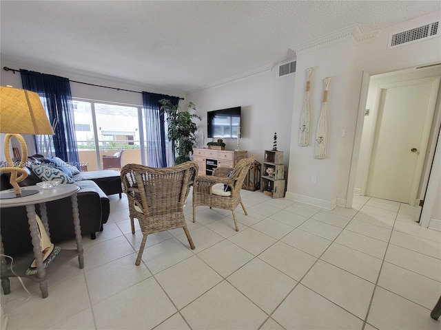 1980 S Ocean Dr Unit 2C, Hallandale Beach, FL 33009 - dining area with light tile patterned floors, crown molding, and a textured ceiling