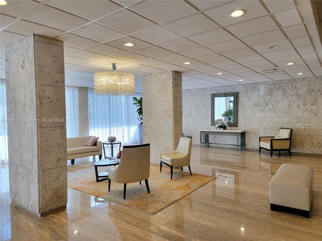 1980 S Ocean Dr Unit 2C, Hallandale Beach, FL 33009 - community lobby with a paneled ceiling and recessed lighting