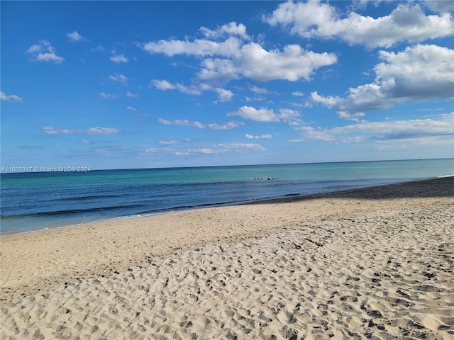 view of water feature with a view of the beach