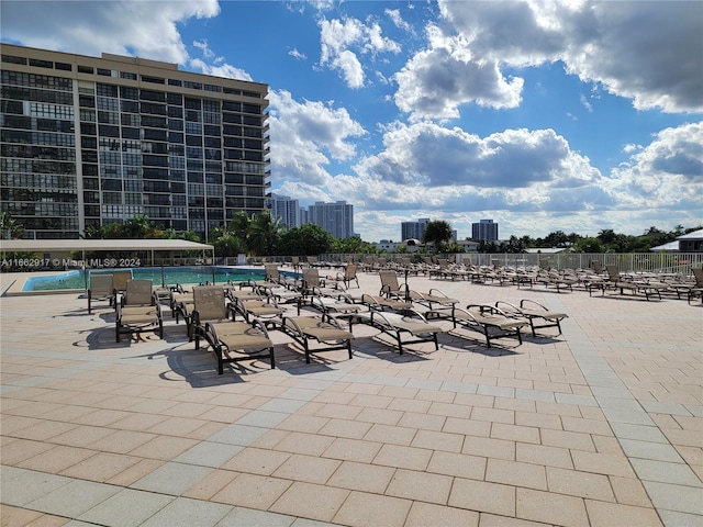 view of patio / terrace with a community pool