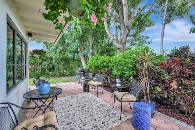 view of patio / terrace with a grill