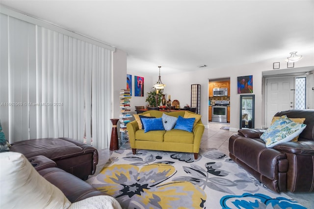 view of tiled living room