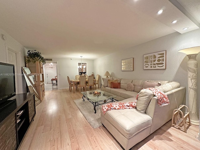 living room with light wood-type flooring