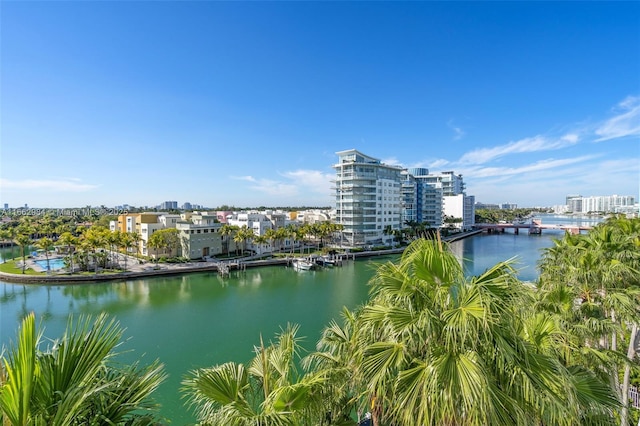 property view of water with a view of city