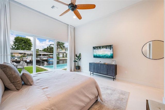 2112 NE 17th Ave, Wilton Manors, FL 33305 - bedroom with baseboards, ceiling fan, recessed lighting, and visible vents