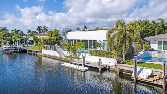 2112 NE 17th Ave, Wilton Manors, FL 33305 - view of dock featuring a water view and an outdoor pool