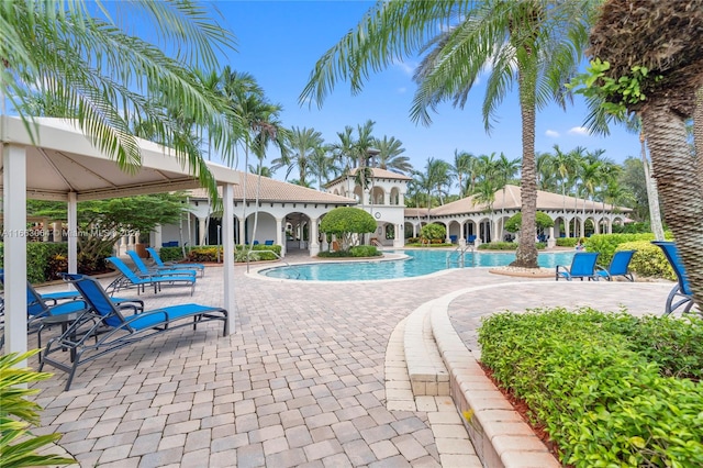 view of pool featuring a patio area