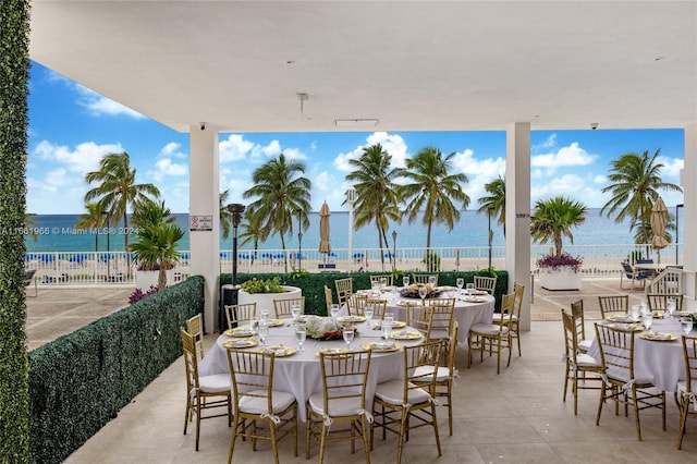 view of patio / terrace featuring a water view