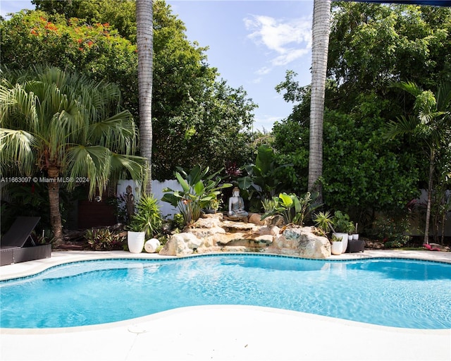 view of swimming pool with a patio area