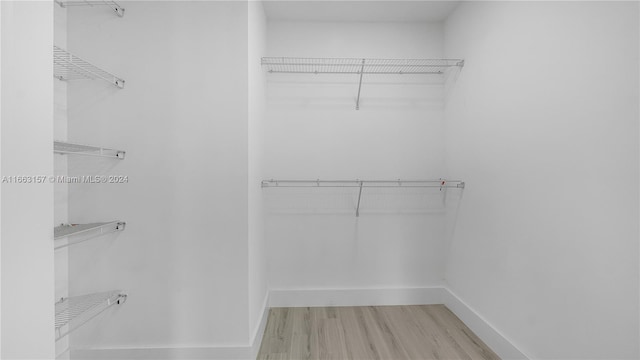 walk in closet with light wood-type flooring