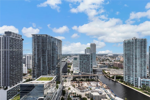 city view with a water view