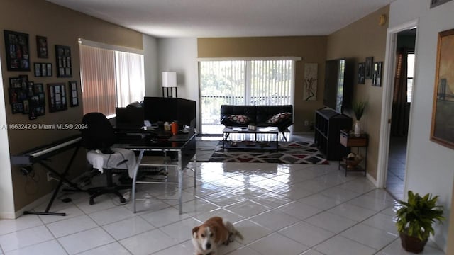 office area with light tile patterned floors