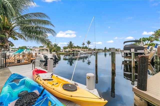 view of dock featuring a water view