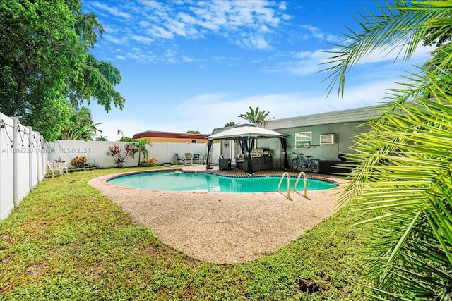 view of swimming pool with a gazebo