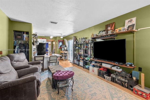 living room with hardwood / wood-style floors