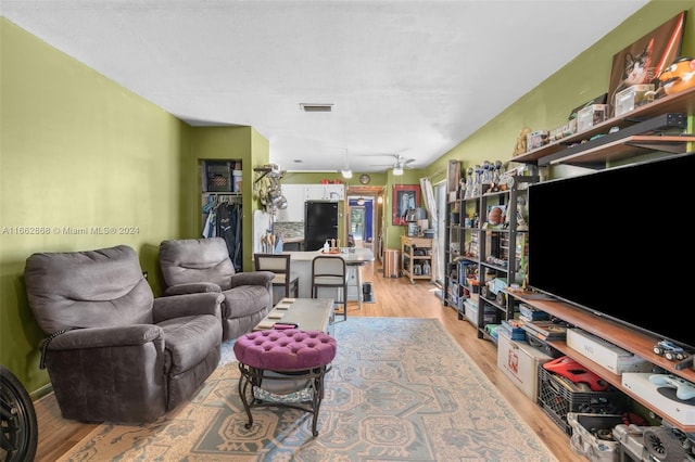 living room with light wood-type flooring