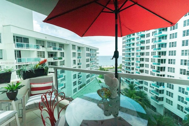 balcony with a water view