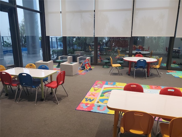 game room with carpet floors