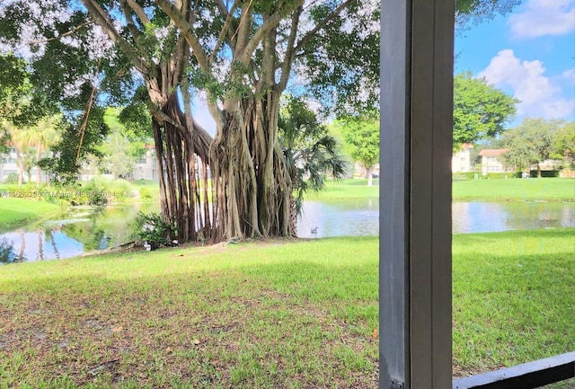 view of yard featuring a water view