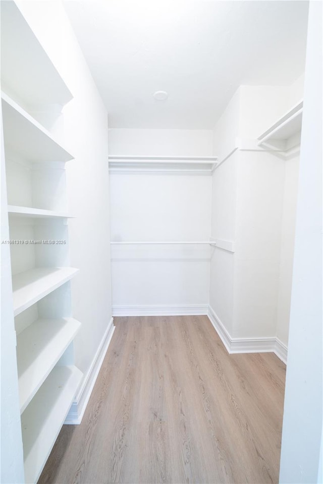 walk in closet featuring wood finished floors