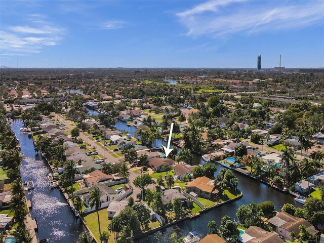 bird's eye view featuring a water view