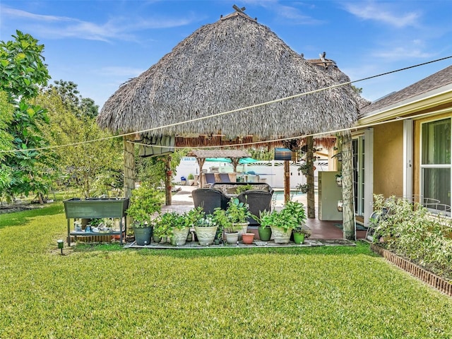 view of yard with a patio area and a gazebo