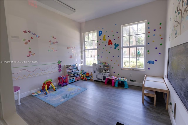 playroom featuring dark hardwood / wood-style flooring