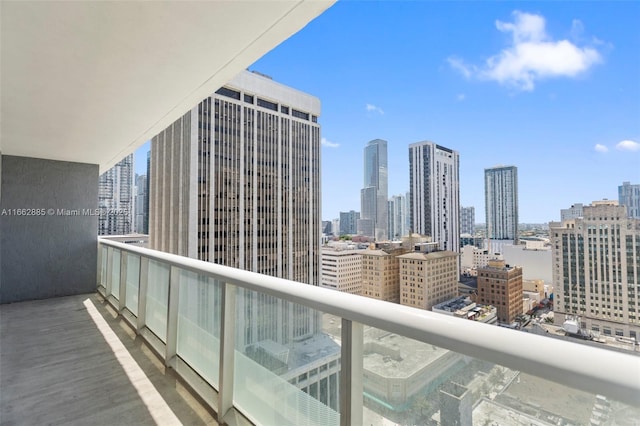 balcony featuring a view of city