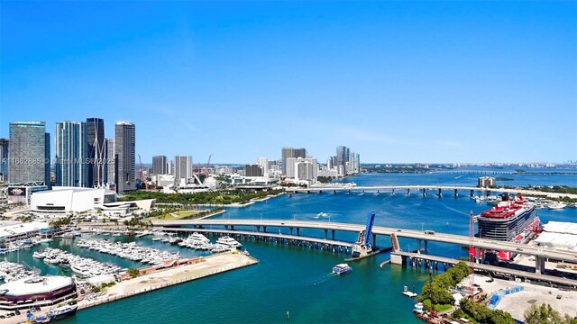 city view with a water view