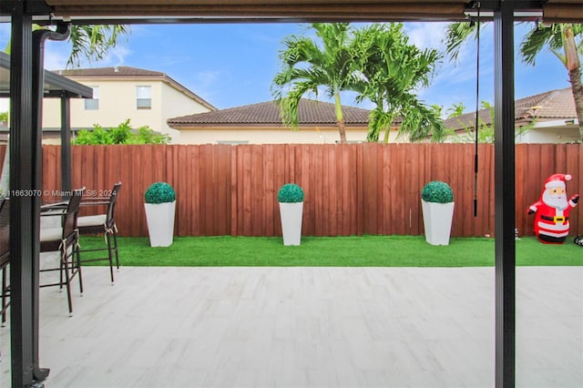 view of patio with a bar