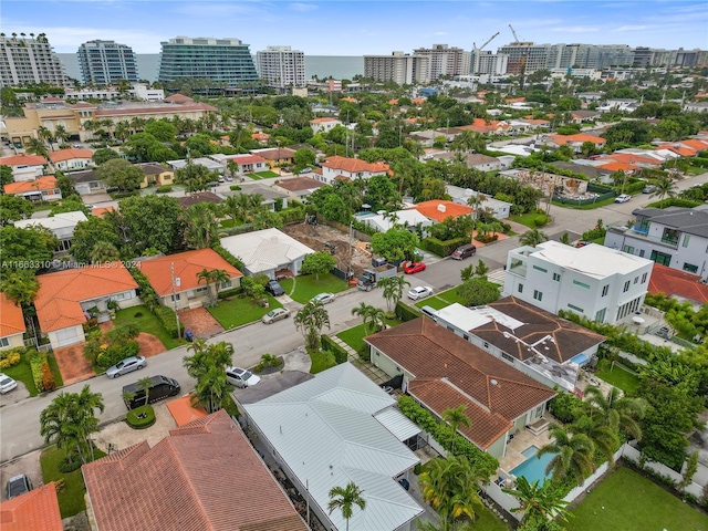 bird's eye view with a city view