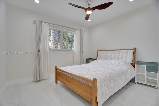 bedroom featuring ceiling fan