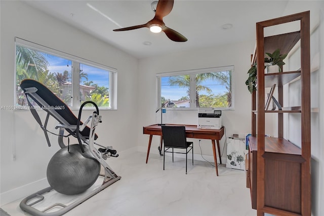 office featuring ceiling fan